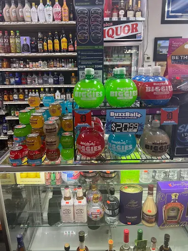 Display of BuzzBallz biggies and other novelty drinks at counter