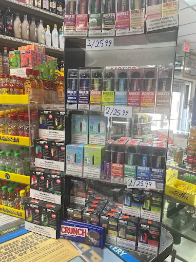 Display of vaping products and candy at checkout